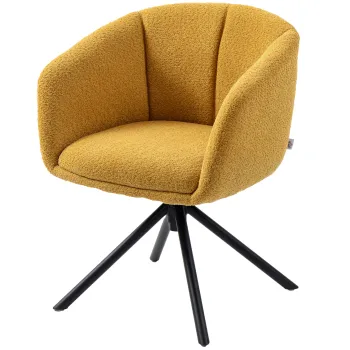 HOMCOM Fotoliu, scaun tapitat cu cupa de sezut confortabila, rotativ, tapiterie moale, pana la 120 kg, Galben | Aosom Romania imagine