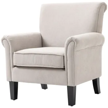 HOMCOM Fotoliu Stil Nordic cu Cotiere, Fotoliu Tapitat din Lemn si Poliester, 79x78x87 cm, Gri imagine