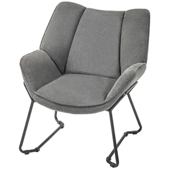 HOMCOM Fotoliu Tapitat cu Brate Inclinate, Fotoliu din Material Textil Aspect de In si Otel, 71,5x67x79 cm, Gri | Aosom Romania imagine