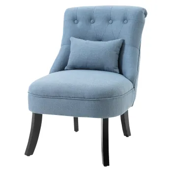 HOMCOM Fotoliu Tapitat cu Perna si Picioare Antiderapante, Fotoliu din Material Textil, 52,5x69x77 cm, Albastru | Aosom Romania imagine