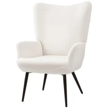 HOMCOM Fotoliu tapitat, design modern, 71x77x102cm, Crem | Aosom Romania imagine