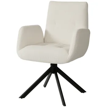 HOMCOM Fotoliu tapitat, fotoliu accent, design modern, rotativ, pana la 120 kg, alb crem | Aosom Romania imagine