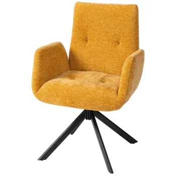 HOMCOM Fotoliu tapitat, fotoliu accent, design modern, rotativ, pana la 120 kg, Galben | Aosom Romania imagine