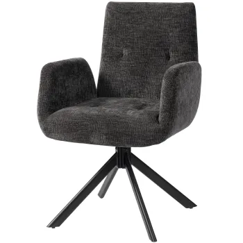 HOMCOM Fotoliu tapitat, fotoliu accent, design modern, rotativ, pana la 120 kg, Negru | Aosom Romania imagine