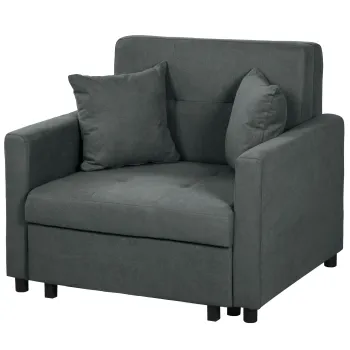 HOMCOM Fotoliu Tip Pat de O Persoana cu 2 Perne si Spatiu de Depozitare, Gri | Aosom Romania imagine