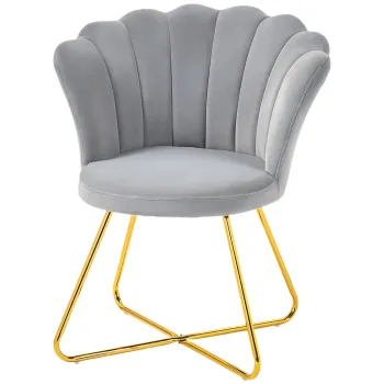 HOMCOM Fotoliu tip scoica scaun pentru toaleta fotoliu din catifea fotoliu pentru living cu picioare din otel 69 x 64 x 80 cm gri | Aosom Romania imagine