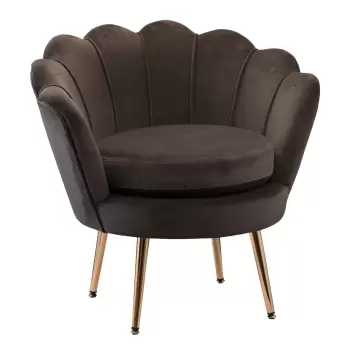 HOMCOM Fotoliu Vintage cu Design din Catifea Gri Fotoliu de Dormitor cu Spatar Inalt 75x63x73cm imagine