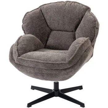 HOMCOM Fotoliu wingback modern, fotoliu cu brate din catifea cu baza in patru brate, arcuri in S, functie de rotatie 360?, gri | Aosom Romania imagine