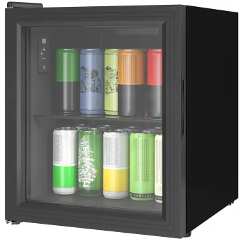 HOMCOM Frigider 46L, 59 Cutii, Usa din Sticla, Raft Temperat, LED, Touchscreen, pentru Bucatarie Birou Dormitor Bar, Negru | Aosom Romania imagine