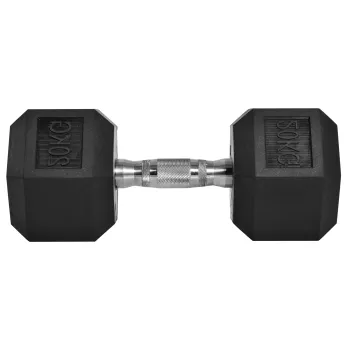 HOMCOM Gantera hexagonala de 20kg din otel si cauciuc pentru antrenament in sala de sport, acasa si la birou, negru imagine