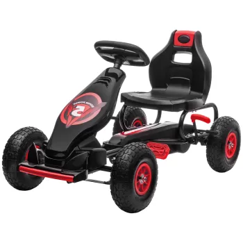 HOMCOM Go Kart cu pedale pentru copii, Go Kart de curse cu scaun ajustabil, cauciucuri gonflabile, amortizare a socurilor | AOSOM RO imagine