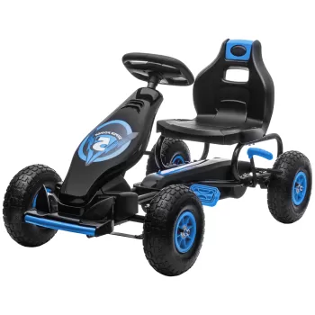 HOMCOM Go kart cu pedale pentru copii, Go kart de curse cu scaun reglabil, cauciucuri gonflabile, amortizor | AOSOM RO imagine