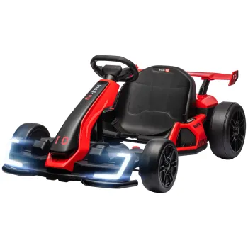 HOMCOM Go-Kart Electric pentru Copii cu Scaun Reglabil, 2 Motoare, Claxon, Lumini si Muzica, 120x76x53.5 cm, Rosu | Aosom Romania imagine