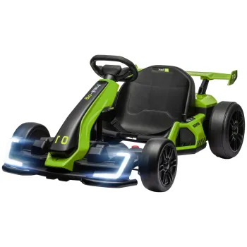 HOMCOM Go Kart Electric pentru Copii cu Scaun Reglabil, 2 Motoare, Claxon, Lumini si Muzica, 120x76x53,5 cm, Verde | Aosom Romania imagine