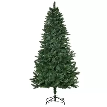 HOMCOM HOMCM Brad de Craciun artificial rabatabil cu baza detasabila, 724 ramuri, din PVC si otel, ?90x180cm, Verde imagine