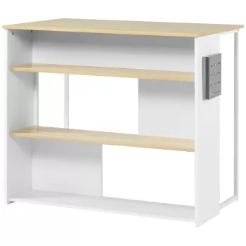 HOMCOM Insula de bucatarie cu depozitare, Masa moderna pentru tocat cu 3 rafturi deschise, Suport pentru cutite, Alb | AOSOM RO imagine