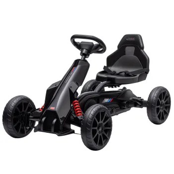 HOMCOM kart cu pedale pentru copii, scaun reglabil 4 pozitii, roti EVA, 100 x 58 x 58,5 cm, negru | Aosom Romania imagine