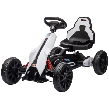 HOMCOM Kart electric pentru copii 12V - Viteza reglabila 3-5km/h pentru copii de 3-8 ani - scaun reglabil - alb | Aosom Romania imagine