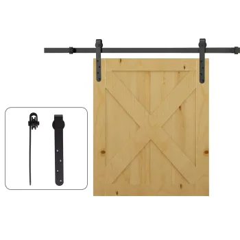 HOMCOM Kit de usa cu glisare pentru sistem de galandaj cu usa cu grosimea de 20-25 mm latime maxima 0,9 m greutate maxima 20 Kg otel negru | Aosom Romania imagine