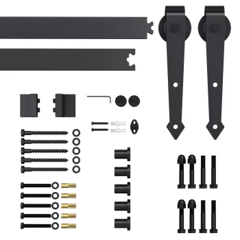 HOMCOM Kit pentru Usa Glisanta Greutate 100kg, Sina pentru Usa Glisanta cu Roti Stil Rustic, Negru imagine