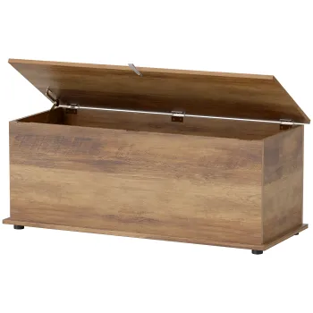 HOMCOM Lada de depozitare, banc de depozitare cu capac rabatabil si balamale de siguranta, 100 x 40 x 40 cm, maro | Aosom Romania imagine