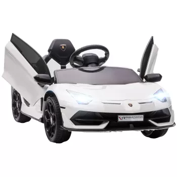 HOMCOM Lamborghini Aventador cu Licenta, Masinuta Electrica pentru Copii cu Usi Fluture, Transport Usor, Telecomanda, Muzica, Claxon de 3-5 ani,Alb imagine