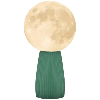 HOMCOM Lampa de Masa cu 3 Culori in Forma de Luna, din ABS Alb si Verde Inchis | Aosom Romania imagine