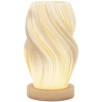 HOMCOM Lampa de Masa cu 3 Culori si 10 Trepte de Luminozitate, din ABS Alb si Lemn | Aosom Romania imagine