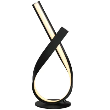HOMCOM Lampa de masa design contemporan - lampa de masa design in spirala - dim. 21L x 15l x 43H cm - aluminiu negru LED alb cald | Aosom Romania imagine