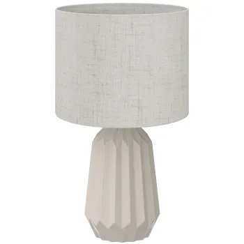 HOMCOM Lampa de masa, veioza, lampa de noptiera cu abajur din in, comutator basculant, lampa de birou, 22 x 22 x 39 cm, Bej | Aosom Romania imagine