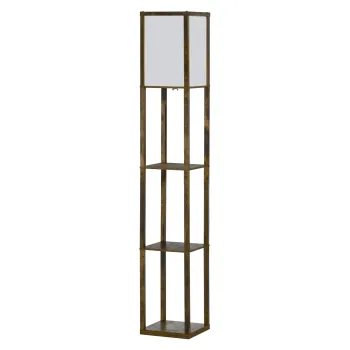 HOMCOM Lampa de Podea cu 3 Rafturi Integrate, Design Modern din MDF, 26x26x160 cm, Lemn Natural | Aosom Romania imagine