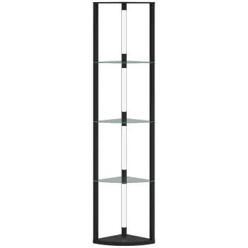 HOMCOM Lampa de podea cu 5 rafturi si lumina LED, 3 niveluri de luminozitate si intrerupator cu pedale, Negru | Aosom Romania imagine