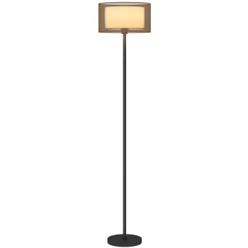 HOMCOM Lampa de Podea cu Abajur Dublu si Comutator cu Pedala Negru | Aosom Romania imagine