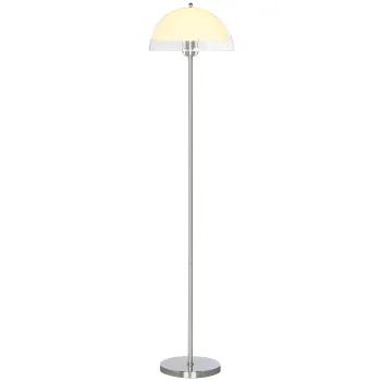HOMCOM Lampa de Podea cu Abajur Dublu Strat pentru Living, Sufragerie, Dormitor, din Metal si Acrilic, O35x150 cm, Alb | Aosom Romania imagine