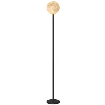 HOMCOM Lampa de podea cu abajur in forma de Luna, comutator pe baza, 3 temperaturi de culoare, metal, Negru | Aosom Romania imagine