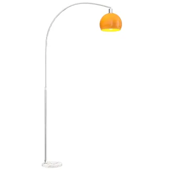HOMCOM Lampa de Podea cu Arc cu Intrerupator cu Pedala Alb si Portocaliu | Aosom Romania imagine