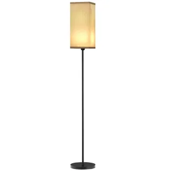 HOMCOM Lampa de Podea cu Intrerupator de Picior din Material Textil cu Efect de In si Metal, O25x161,5 cm, Negru | Aosom Romania imagine