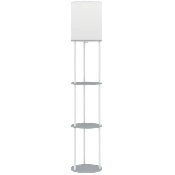 HOMCOM Lampa de podea cu polite, 3 temperaturi de culoare, telecomanda, pentru living dormitor birou gri | Aosom Romania imagine