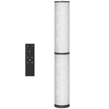 HOMCOM Lampa de Podea cu Telecomanda si Reglaj Temperatura 3000-6000K, Abajur din Material Textil, O20x135 cm, Bej | Aosom Romania imagine
