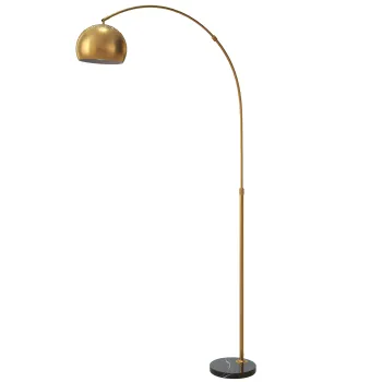 HOMCOM Lampa de podea, design arcuit cu baza din marmura, 167 cm, Negru+Aur | Aosom Romania imagine