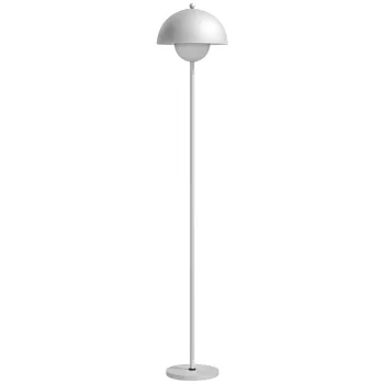 HOMCOM Lampa de podea pentru living moderna cu abajur in forma de bol, intrerupator de picior, soclu E27, fara bec, O30x155 cm Argintiu | Aosom Romania imagine