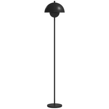 HOMCOM Lampa de podea pentru living moderna cu abajur in forma de cupa Comutator la picior Soclu E27 Fara bec O30x155 cm Negru | Aosom Romania imagine