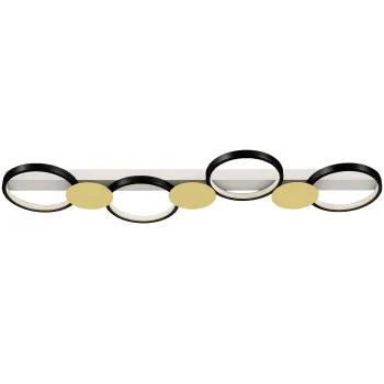 HOMCOM Lampa de tavan LED 38W 1500LM 3000K-6500K Lampa pentru living cu 4 becuri Telecomanda Schwarz+Gold | Aosom Romania imagine