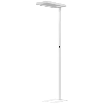 HOMCOM Lampa LED de podea, lumina prietenoasa cu ochii, lampa de podea cu telecomanda, luminozitate reglabila, plastic, metal, alb | Aosom Romania imagine