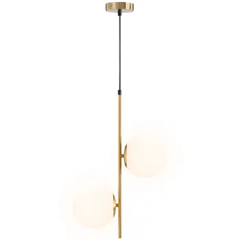 HOMCOM Lampa Suspendata cu 2 Abajururi din Sticla si Cablu Reglabil, Lampa Moderna din Metal, 32x15x51 cm, Auriu | Aosom Romania imagine