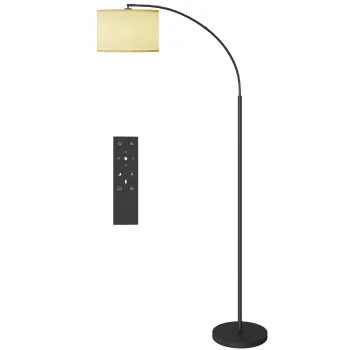 HOMCOM Lampada da Terra Regolabile Telecomando e Timer 1h Paralume Girevole Nero | Aosom Romania imagine