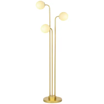 HOMCOM Lampadaire sur pied salon, lampe salon contemporain cu 3 spoturi rotative, abajur din sticla si intrerupator la picior | Aosom Romania imagine