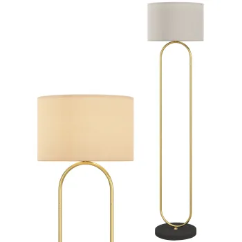 HOMCOM Lampadar abajur din in dulie E27 stil modern comutator la picior pentru salon si dormitor 156 cm aurit si negru | Aosom Romania imagine