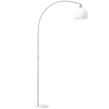 HOMCOM Lampadar, cap curbat, comutator pedalier, baza din marmura, abajur din plastic, Alb | Aosom Romania imagine