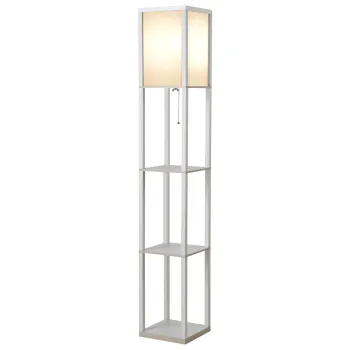 HOMCOM Lampadar cu Rafturi 26L x 26l x 160H cm 3 Rafturi 4 Nivele MDF Alb | Aosom Romania imagine